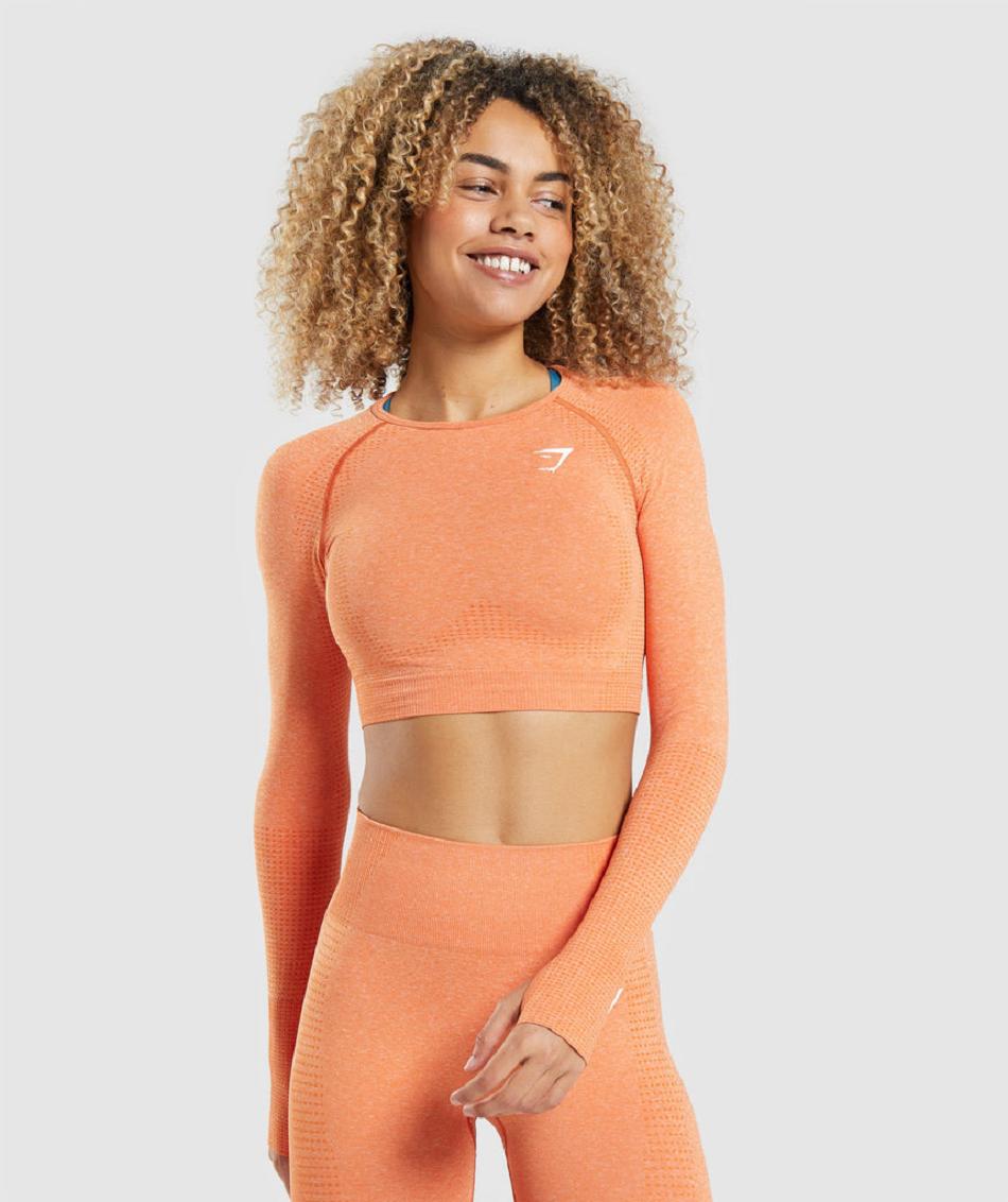 Corp Tops Gymshark Vital Seamless 2.0 Long Sleeve Mujer Albaricoque Naranjas | CO 2574GSO